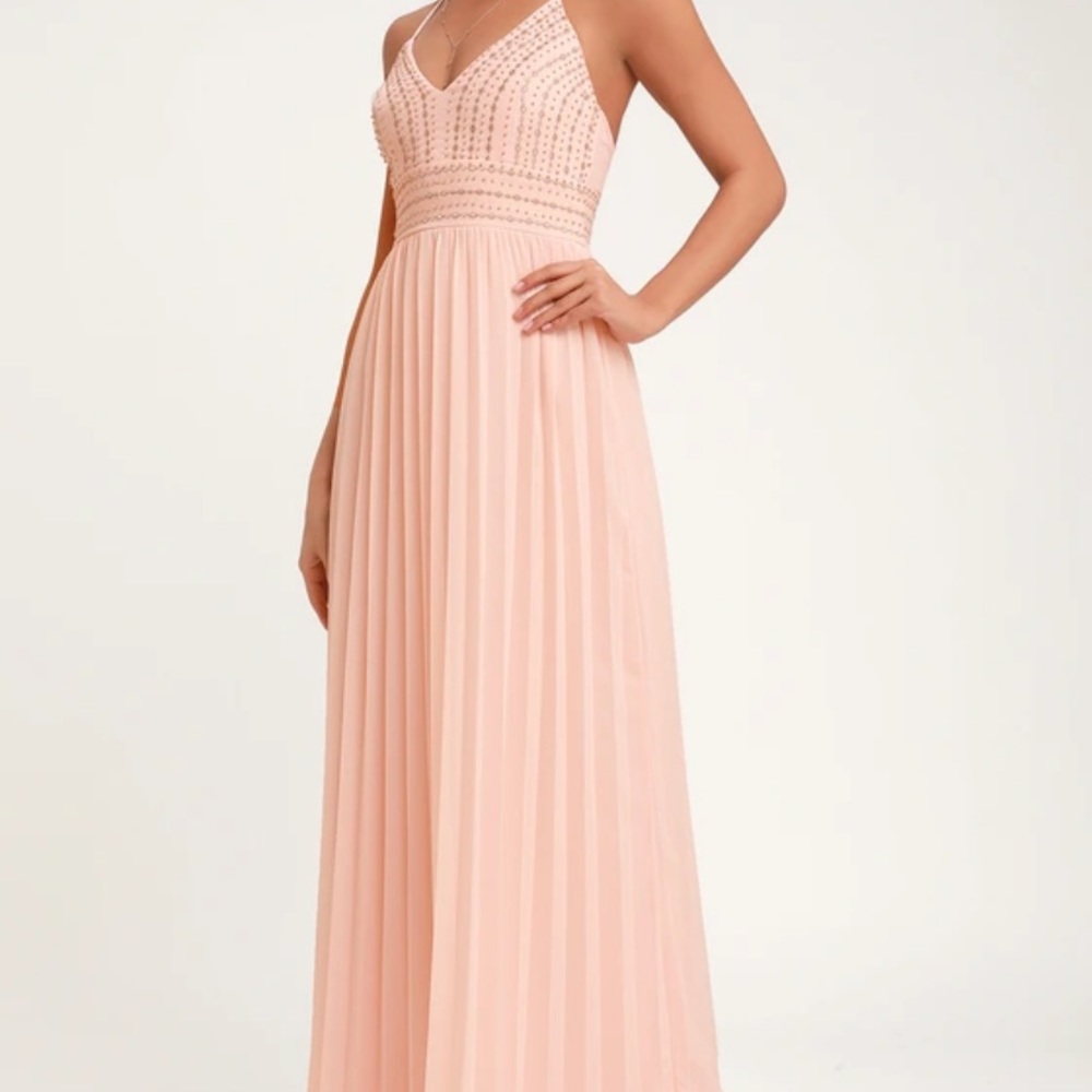 Lulu’s Peach/Blush Maxi Dress NWT